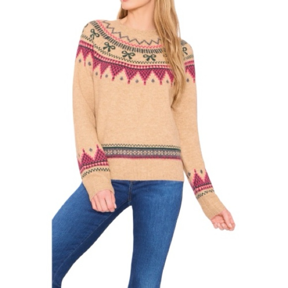 NWT CeCe Fair Isle Pink and Tan